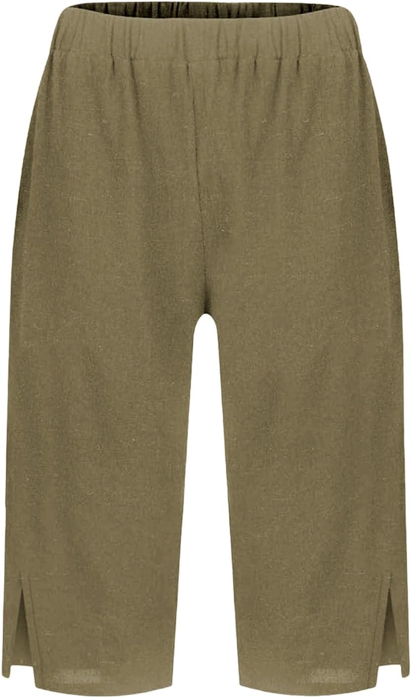 Short Taille Haute En Lin Pour Femme Avec Cordon De Serrage - Pantalon Court D'été Décontracté - Grande Taille - Respirant - Avec Poches (taille S à 5XL), Bleu Clair, 5XL