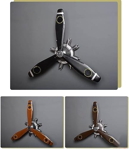 Miniatura 6 de KTV - Decoración de pared de hélice de avión, estilo industrial retro, hélice mecánica montada en la pared, escultura de pared de hierro forjado 3D,