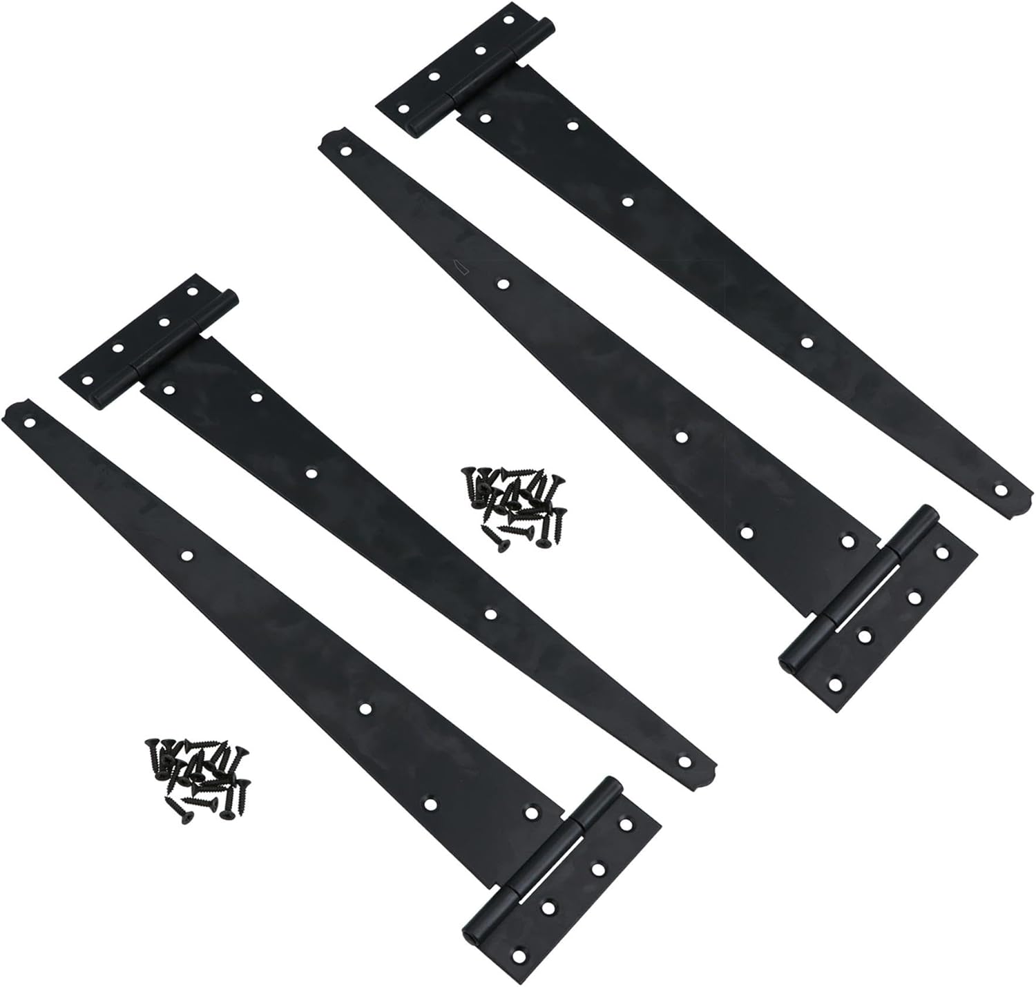 16in / 400mm Heavy Duty T Tee Hinges For Shed + Garden Gates Black Finish 4pc