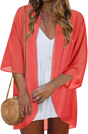 Women Kimono Cardigans Casual Summer Tops Cover up Open Front Floral Print Resort Wear 2026