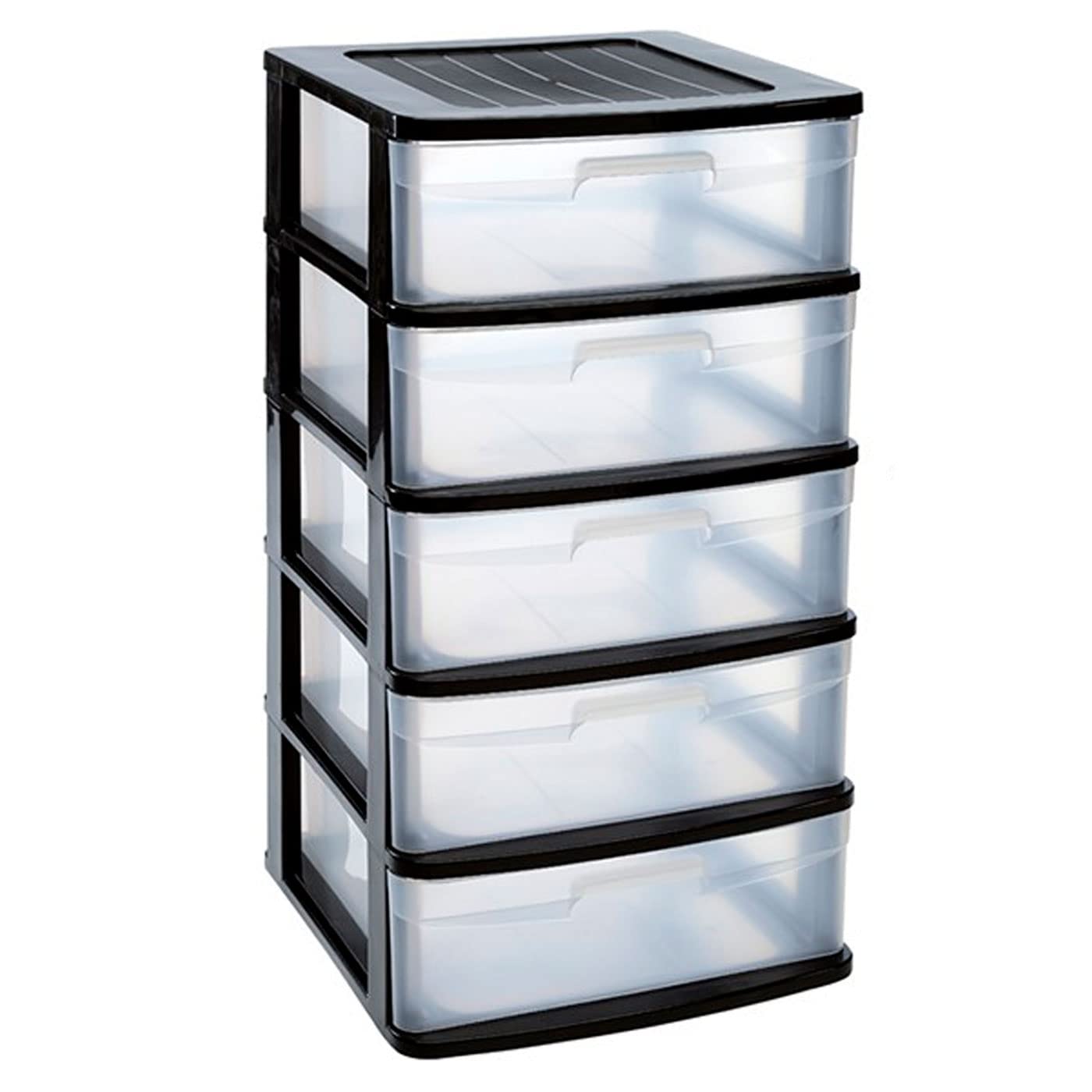 Acan Tradineur - Cajonera Sena de ordenación con 5 cajones opacos, plástico, torre de almacenaje multiusos, hogar, 81 x 40 x 39 cm, negro