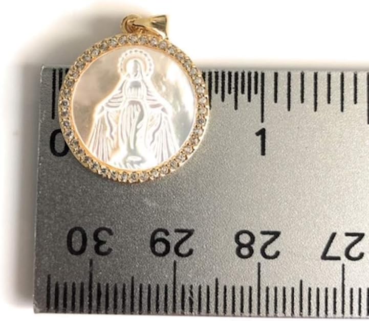 Minimalist Blessed Mother of Pearl Medal 17 Inches Necklace Virgen de la Milagrosa - Image 8