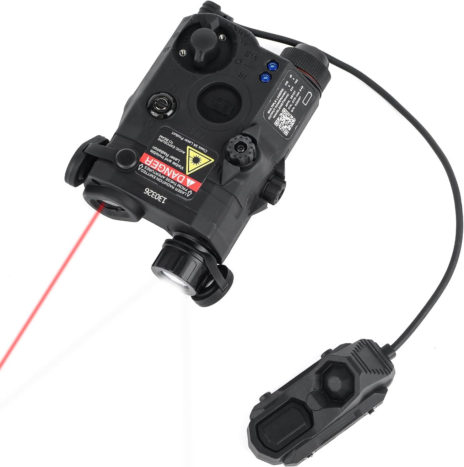 Airsoft PEQ-15 UHP Visible Red Laser + IR Laser + White LED Flashlight + Strobe with Dual Pressure Switch