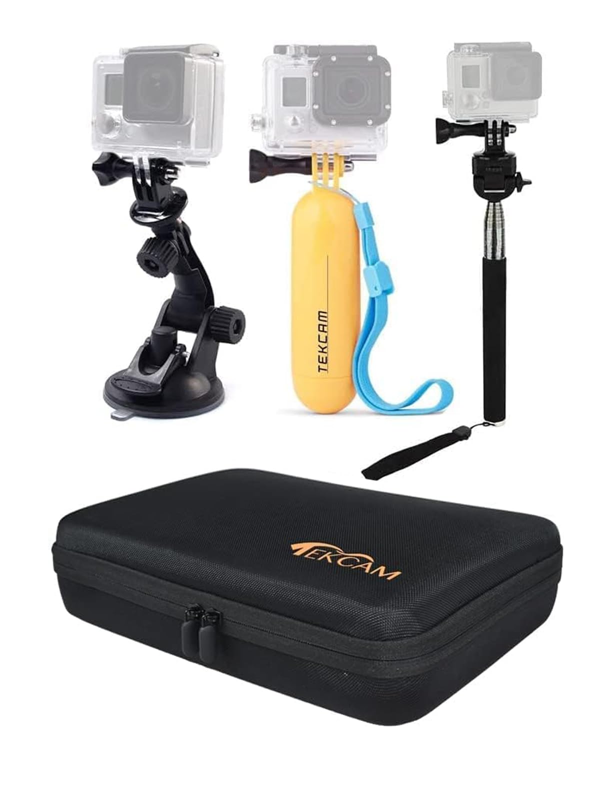 TEKCAM Universal Action Camera Accessories with Large Carrying Case Travel Storage Bag Compatible with Gopro Series Action Camera