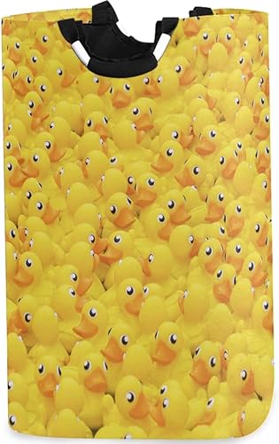 Miniatura 1 de visesunny Cesta de lavandería plegable de pato amarillo, cesta grande para ropa sucia, tela Oxford, organizador de juguetes con asa para baño,