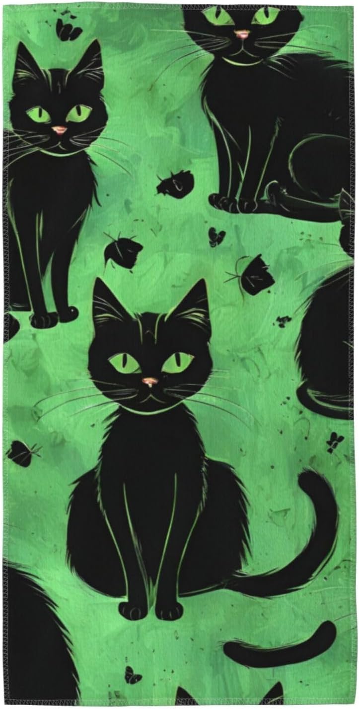 Cartoon Cat Print Hand Towels for Kitchen, Decorative Bathroom Towels Decor Farmhouse Cute for Men Women Gifts