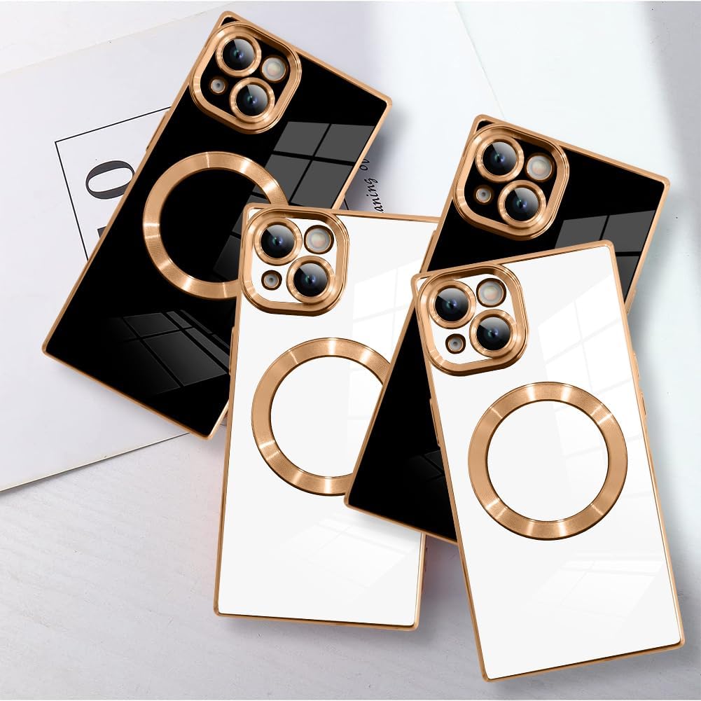 SAKUULO Magnetic Case for iPhone 14 Plus Cute Plating Case[Compatible with Magsafe] for Women Girls Soft TPU Shockproof Camera Protection Electroplate Bumper Cover for iPhone 14 Plus 6.7"- Black - Image 6