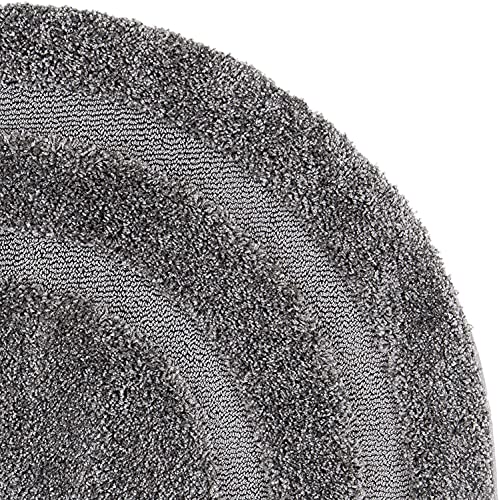 Image of Modern Shaggy Round Rug | Ultra-Soft Plush Circle Carpet for Living Room, Bedroom, Nursery | Fuzzy, Fluffy Area Rug with Non-Slip Base Grey Rect 4x4 feet
