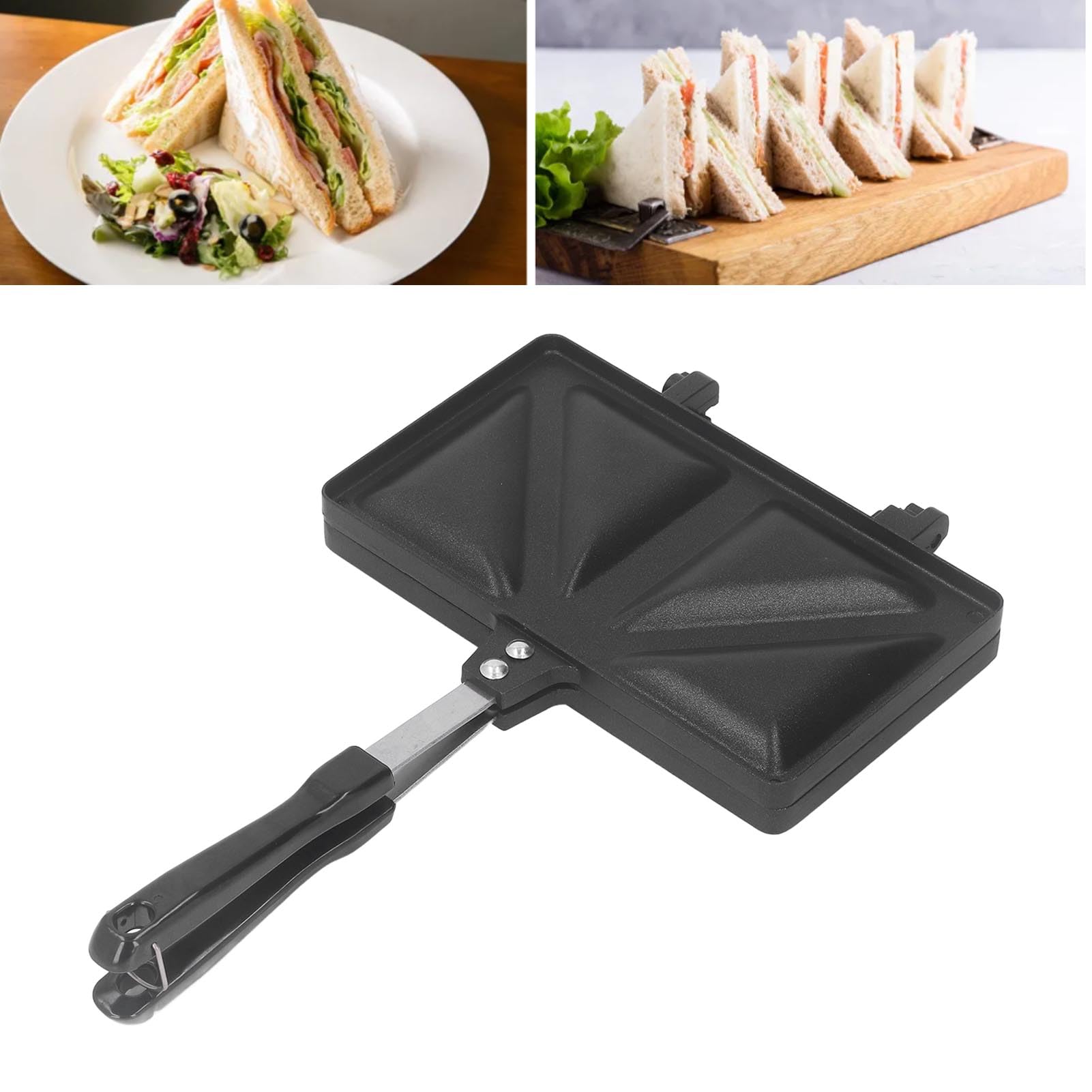 Toster do Hot Dogów Dwustronna Patelnia, Blacha do Pieczenia Kanapek ze Stopu Aluminium, Urządzenie do Przygotowywania śniadań do Domowego Podróżowania na Kemping (czarny)