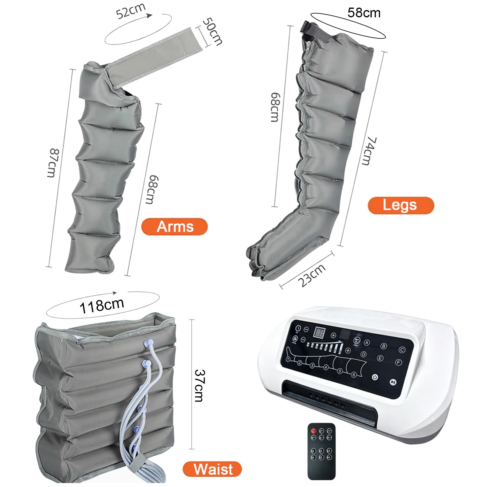 Pressoterapia Professionale, 6 Camere Massaggiatore Gambe E Addome Braccia Per Casa, Pressoterapia Linfodrenaggio Con Display Touch Screen E 6 Programmi Di Massaggio, 30-240 Mmhg