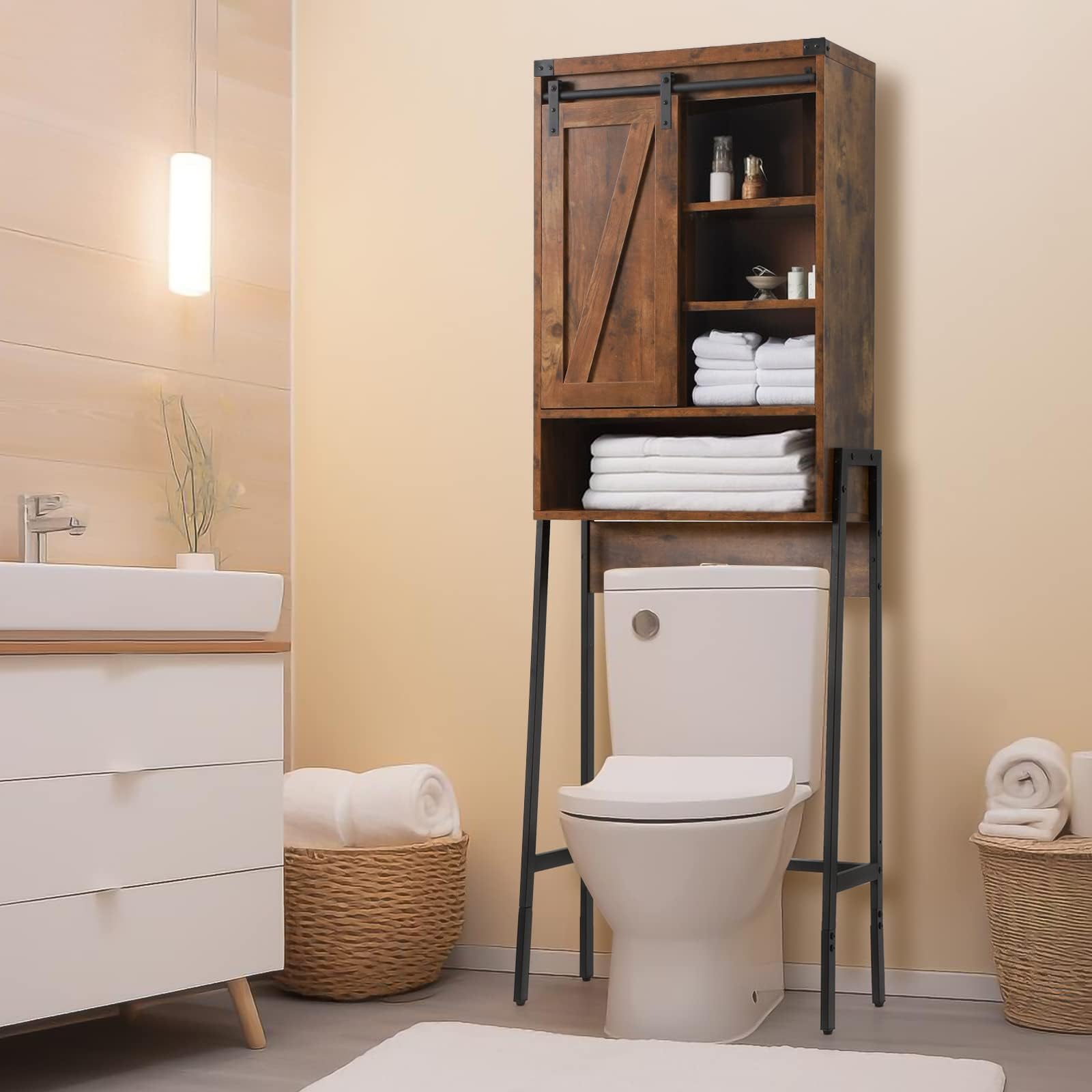 IRONCK Over The Toilet Storage with Sliding Barn