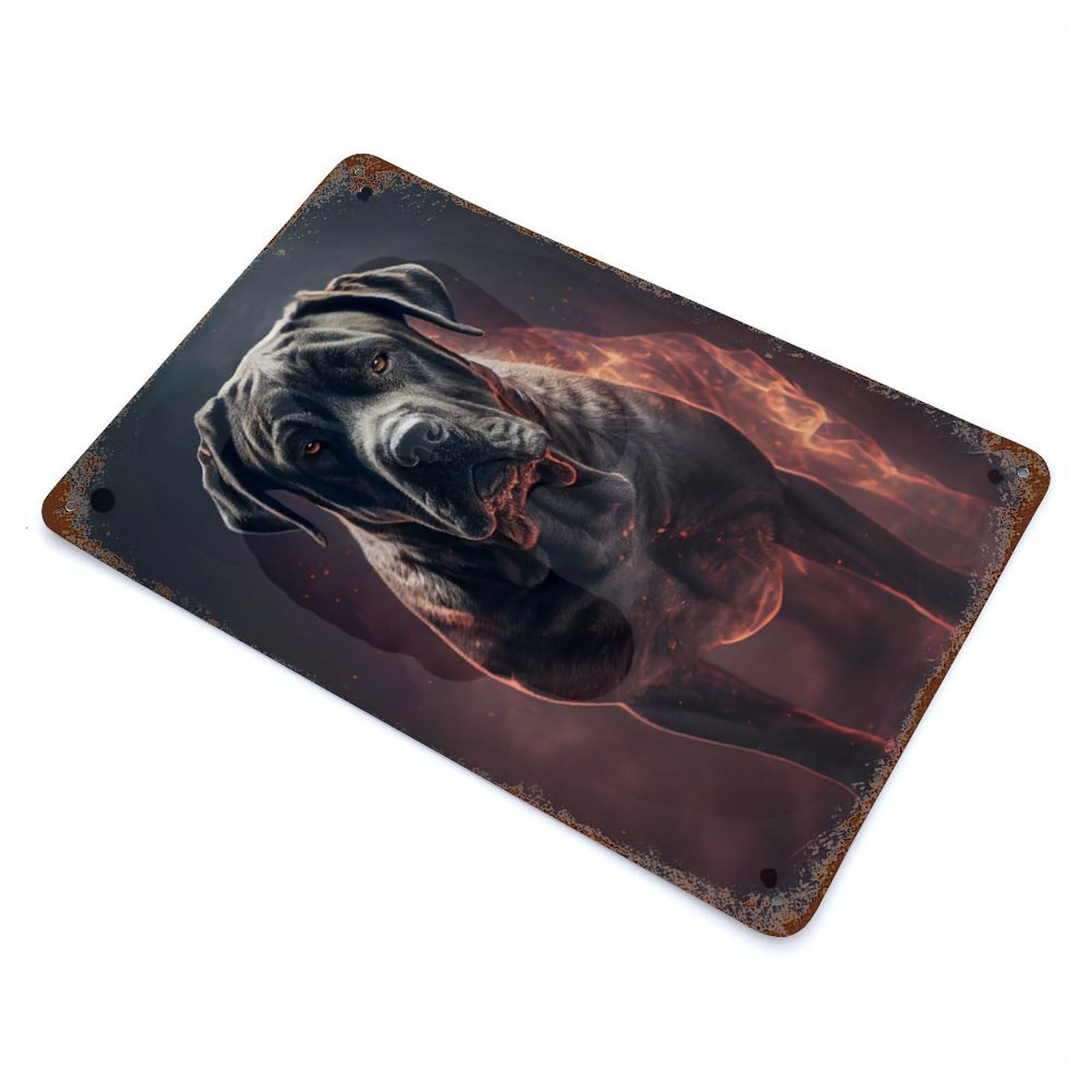 Cane Corso Fire Weathered Tin Sign 11.8"x7.9", Vintage Wall Decor for Garage, Pub Or Kitchen
