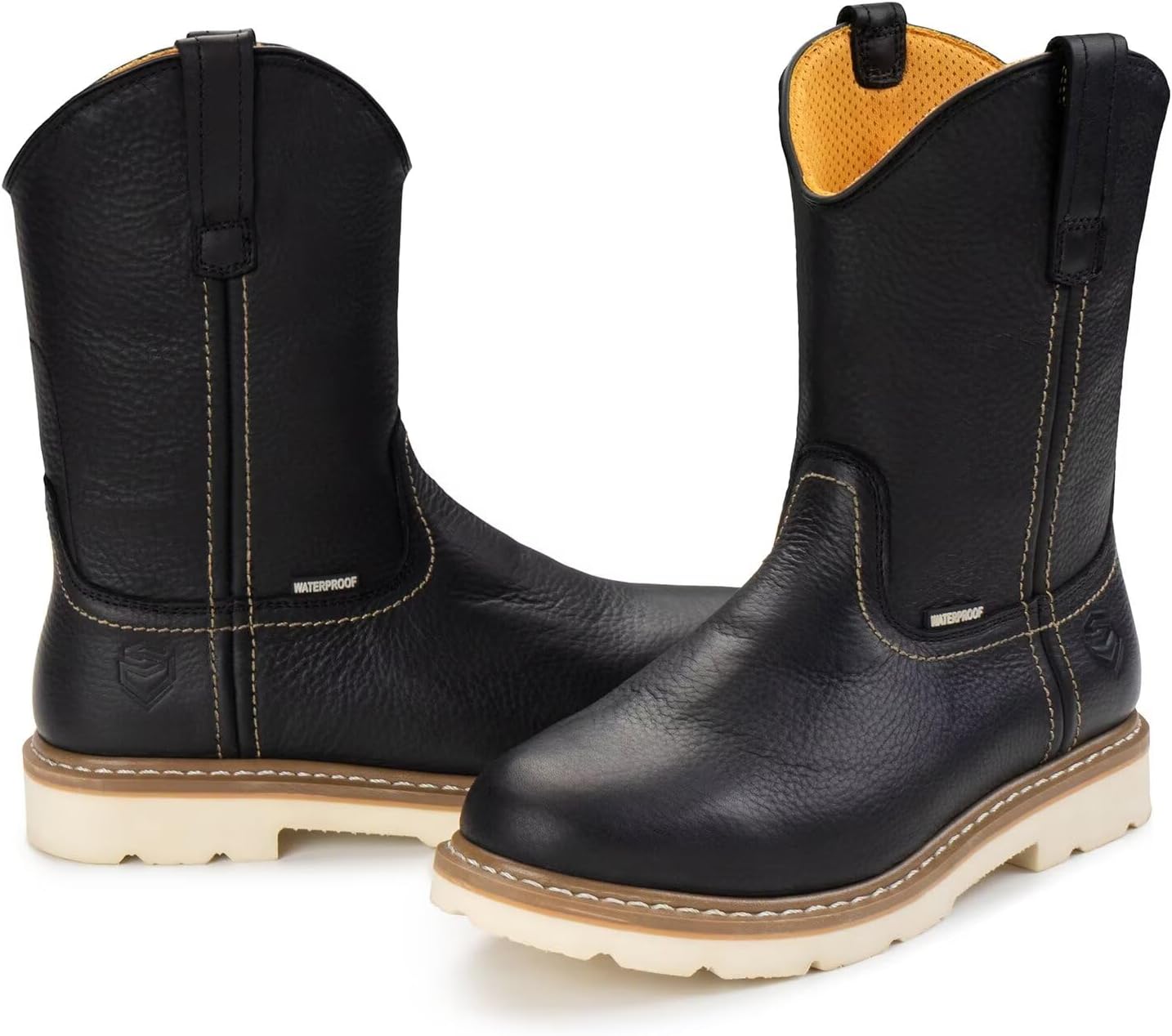 SUREWAY 10in Mens Soft/Steel Toe Waterproof Wellington Work Boot,Heavy Duty Pull On Leather Work Boots,GoodyearWelted,Full Grain Leather,Industrial Safety boot Classic Cowboy Boot,EH Rated - Image 5