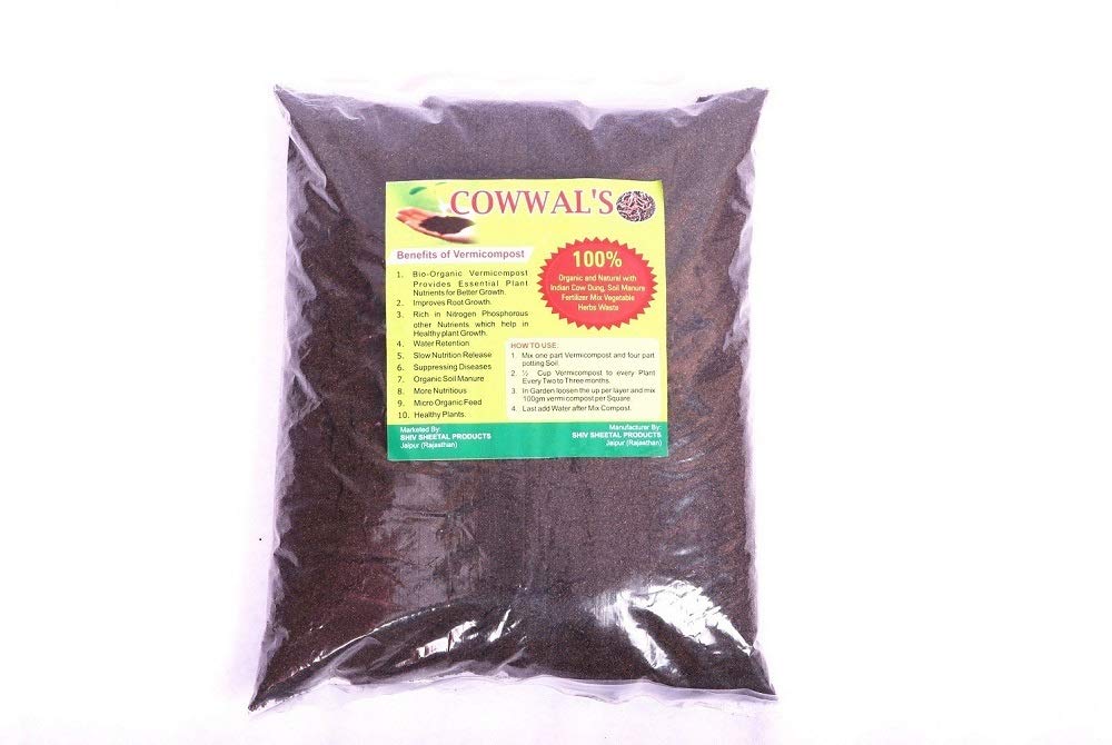 COWWAL�S Group Vermicompost Pure Organic Herbal Neem and Cow Dung Mix/Soil Manure/Fertilizer Manure for Plants Food (1200 Gm in Packet)