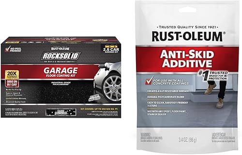 Rust-Oleum Rocksolid 318697 - Revestimiento de policuramina para cochera, kit de 6 piezas, negro y antideslizante a base de aceite 279847 Negro