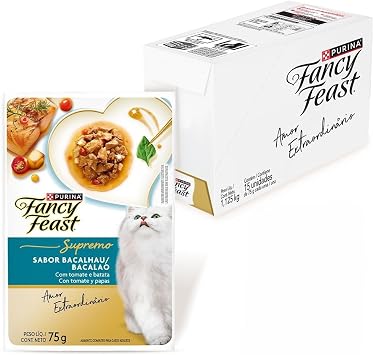Ração Úmida PURINA® FANCY FEAST® Supremo Bacalhau para Gatos Adultos 75g - 15 unidades