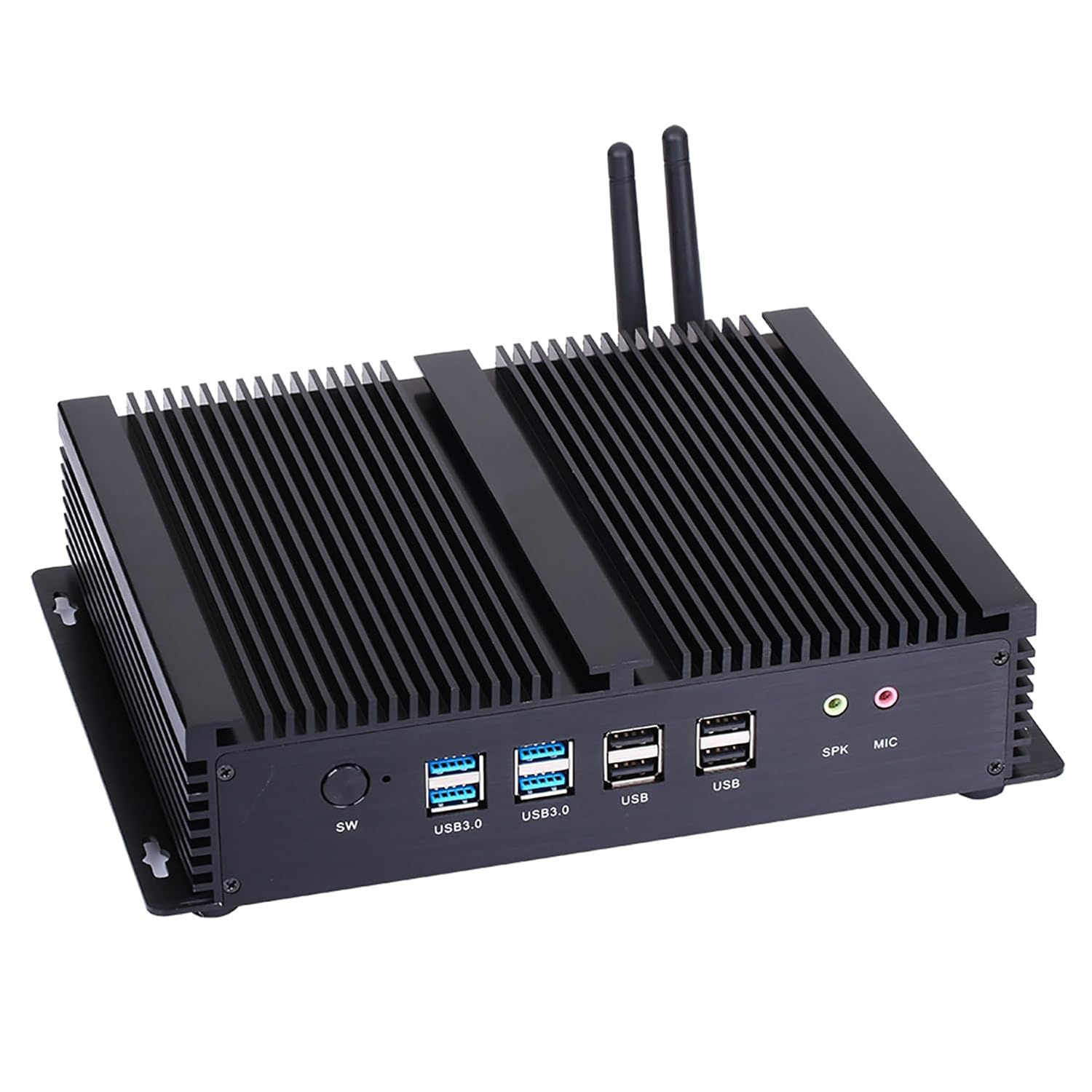 HUNSN Fanless Industrial PC, Mini Computer, Core I7 4500U 4510U 4578U, Windows 11 / Linux Ubuntu, IM04, WiFi, BT, 2 x HDMI, 2 x LAN, 6 x COM RS232, 4 x USB3.0, 4 x USB2.0, 8G... - Image 2
