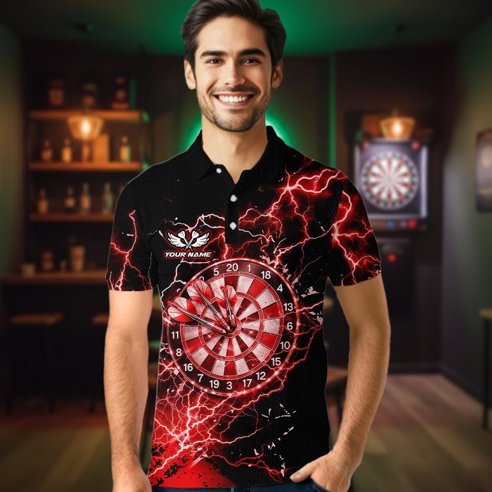 Lightning Thunder Dart Shirt for Men Women Team Dart Shirts Custom Dart Jersey Lightning Dartboard Shirt Polo & Quarter Zip