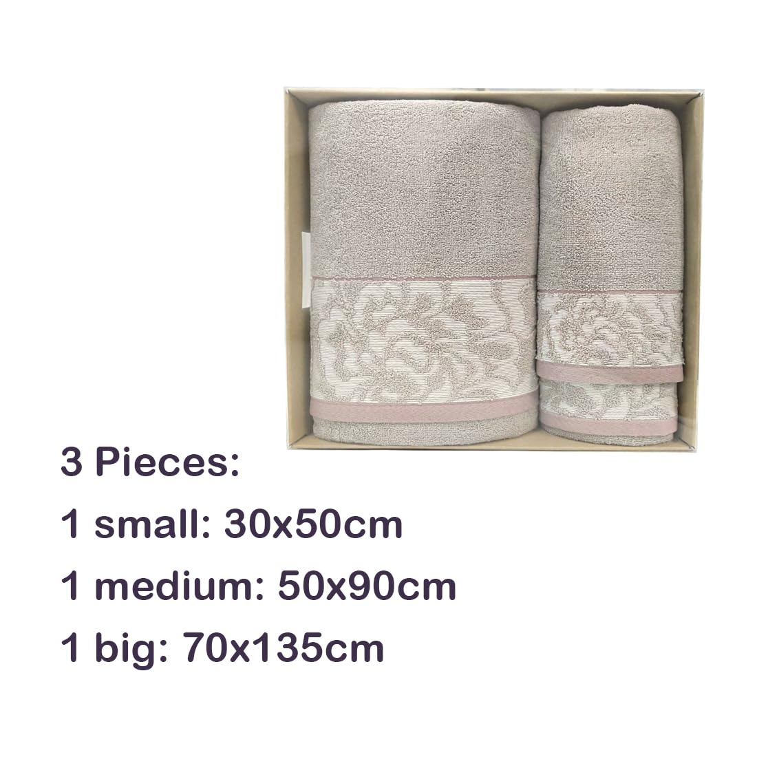 Set di asciugamani da bagno singolo x3 (vanità + lavabo + bagno) 100% cotone, asciugamani per WC, regalo per nuova casa, regalo per famiglia e amici, casa, per l'igiene (rosa)
