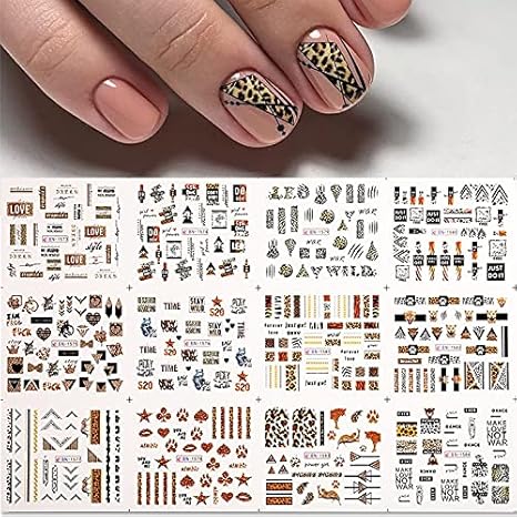 Amazon Co Jp 12デザインネイルステッカー幾何学ネイルアート水移動ステッカーランドリド花葉のマニキュア装飾 Color Si ビューティー