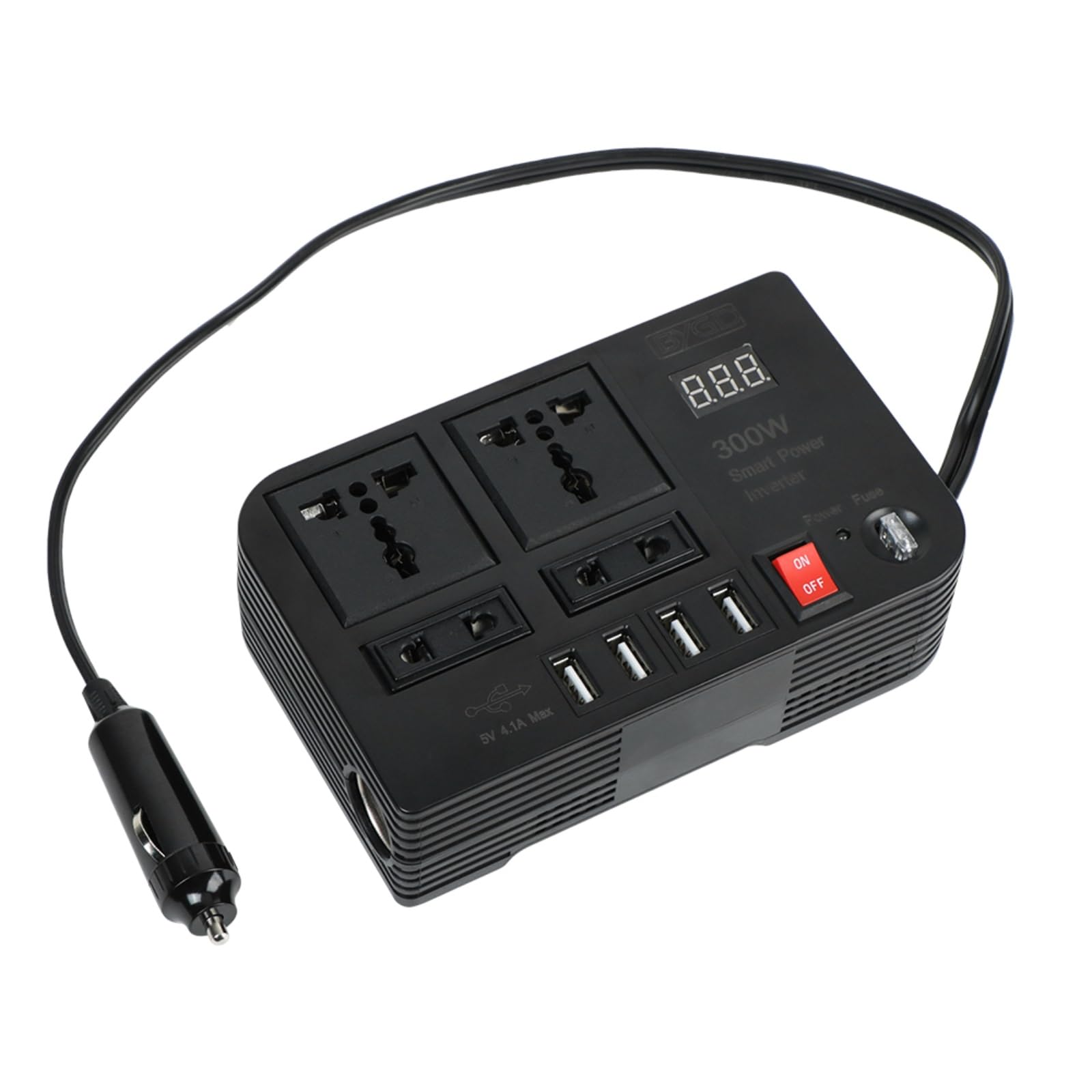 Inversor Onda Pura 12 V CC A 220 V CA 300 W Interruptor Encendido/Apagado 4 Tomas CA 4 Puertos USB Protección contra Sobrecargas Adaptador Corriente