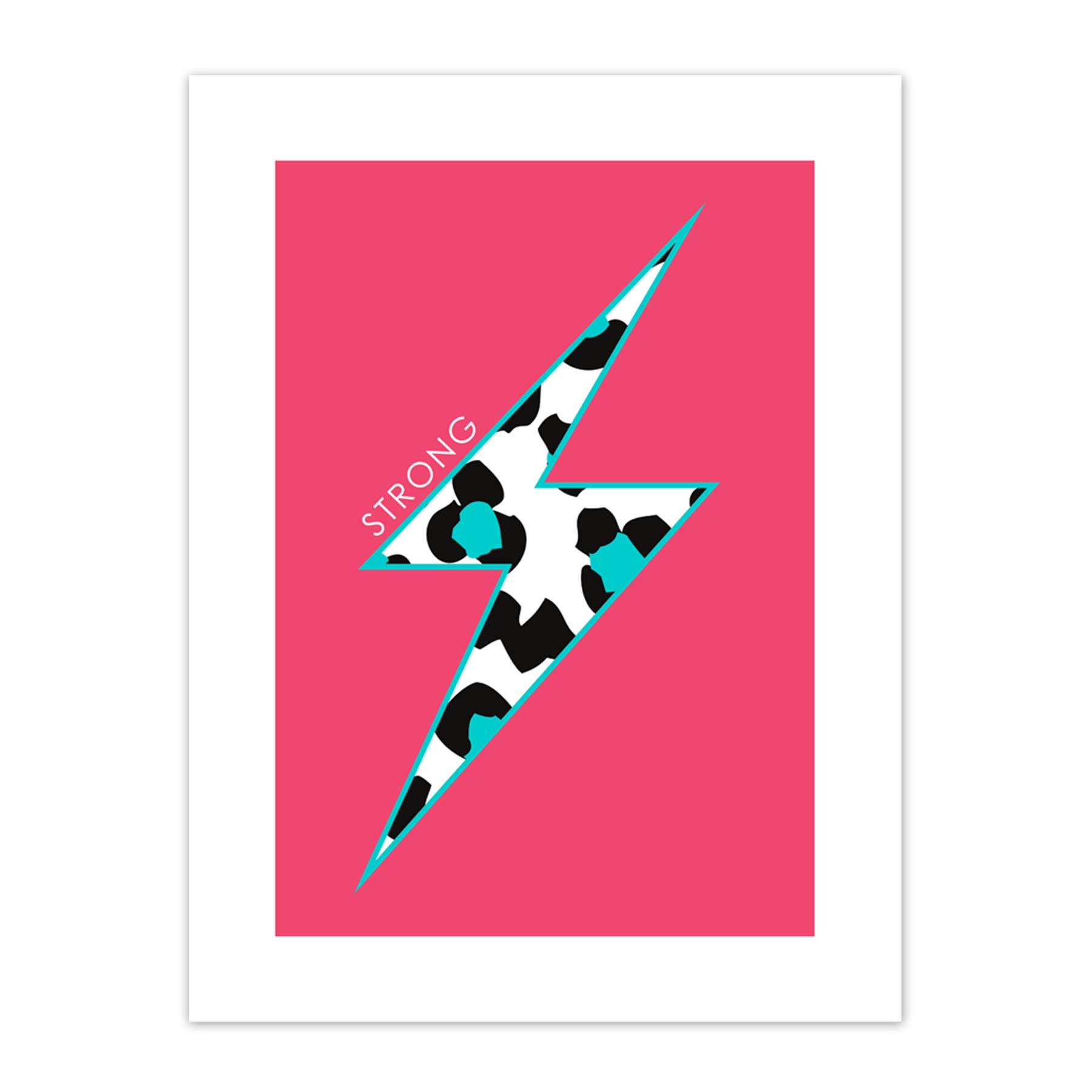 Wee Blue Coo Pink Teal Leopard Strong Art Print Canvas Premium Wall Decor Poster