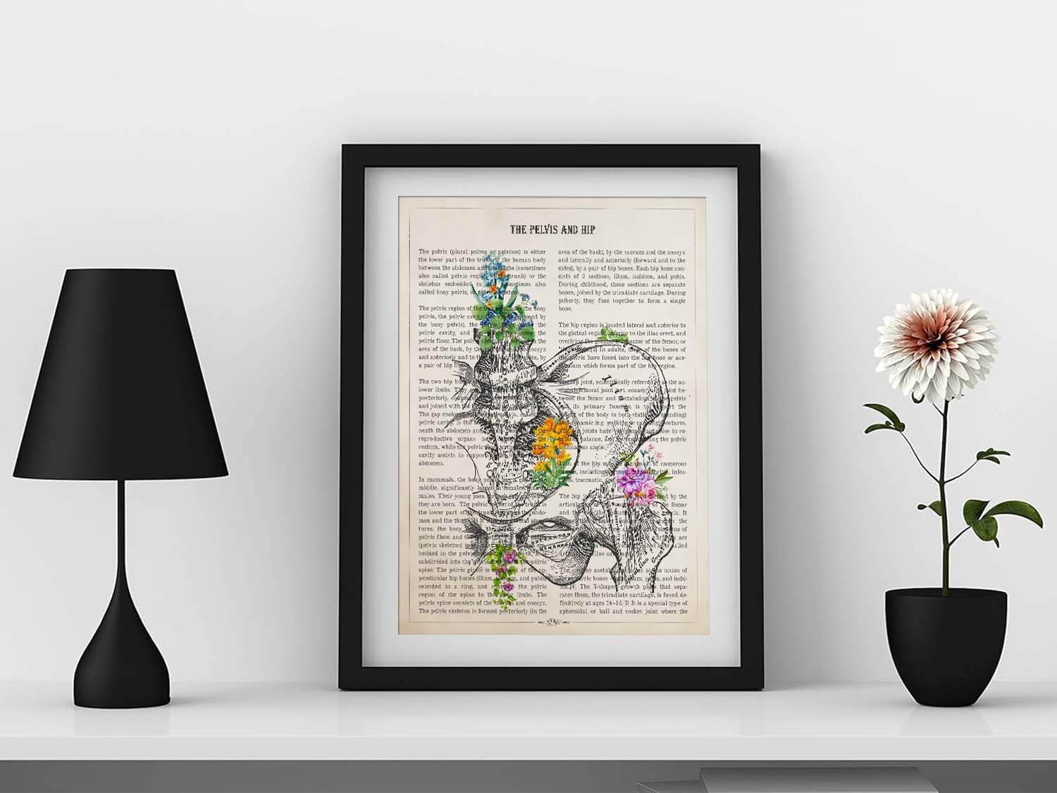 AgedPixel Pelvis and Hip Anatomy Flower Print, Physical Therapy Gift, Chiropractor Poster, Gift for Doctor, Medical Decor for Clinic (9x12, Unframed)