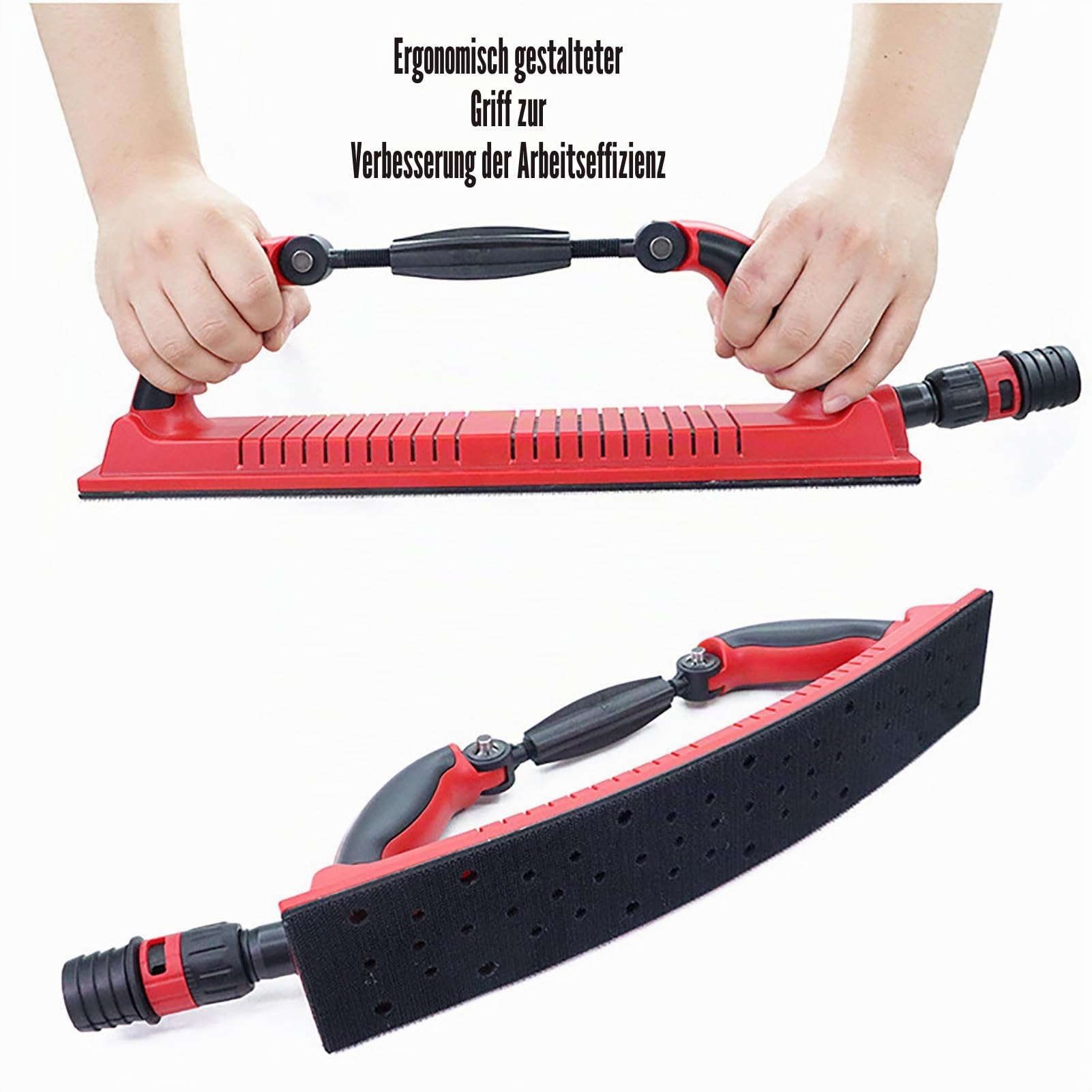 Multifunktions-Handschleifer, Handschleifklotz-Set, verstellbarer Radius Flex Longboard Handschleiffeilenblock Handschleifer, Trockenbauschleifer, Auto-Körperschleifblock (Rot)