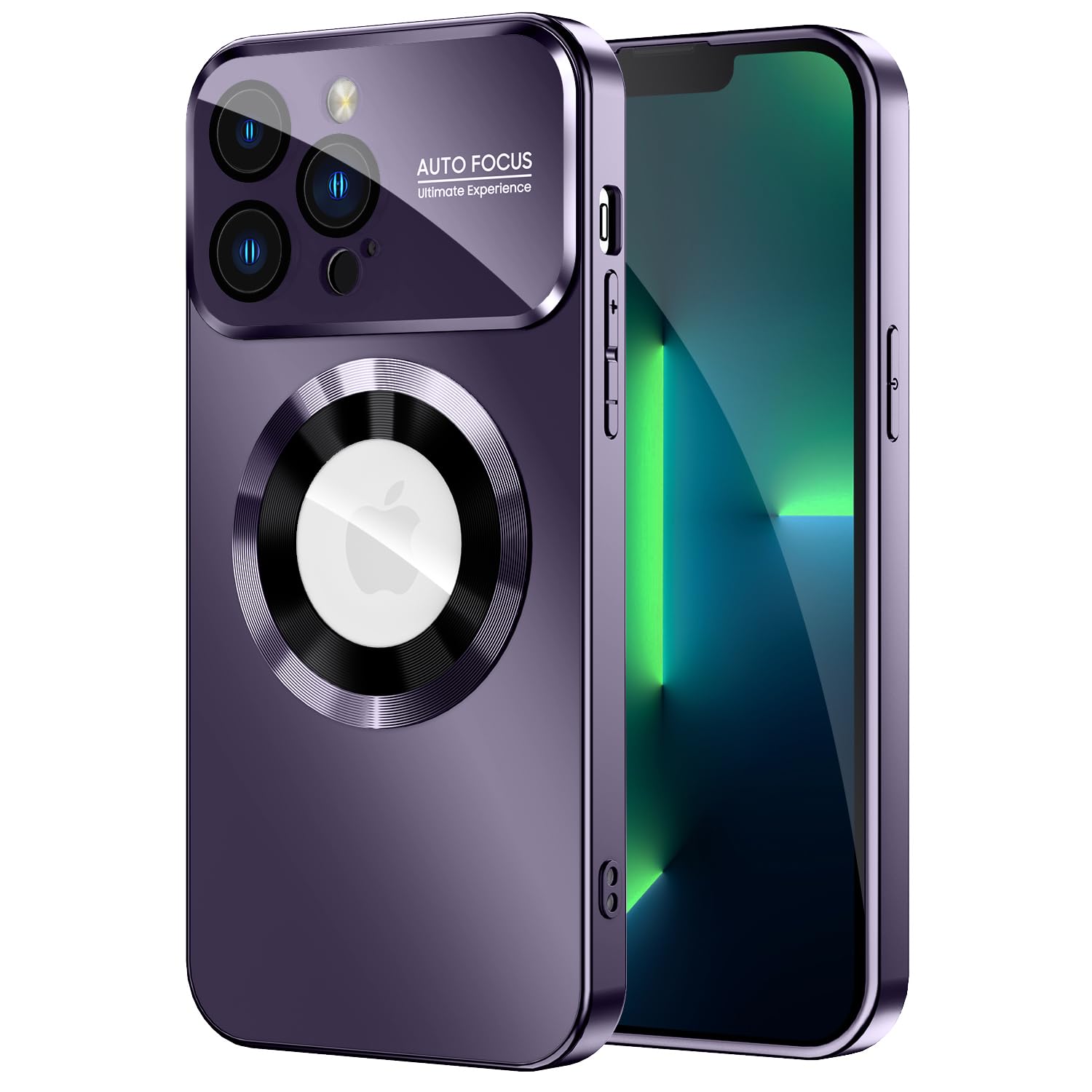 Magnetic for iPhone 13 Pro Max Case, Compatible with MagSafe, Built-in Camera Lens Protector, Logo View, Military Grade Drop Proof Phone Case Cover, Purple