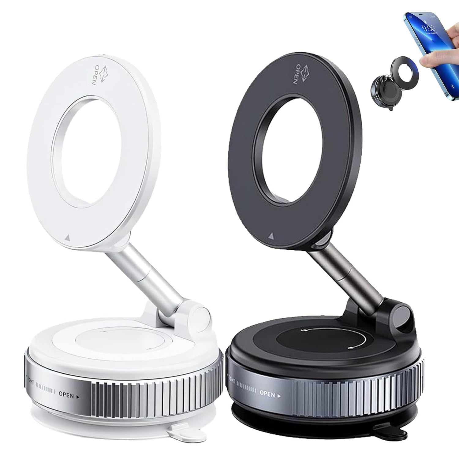 Super Strong N52 Magnetic Phone Holder Upgraded ABS 360° Rotatable And Foldable Design With A Vacuum Suction Cup - Perfect