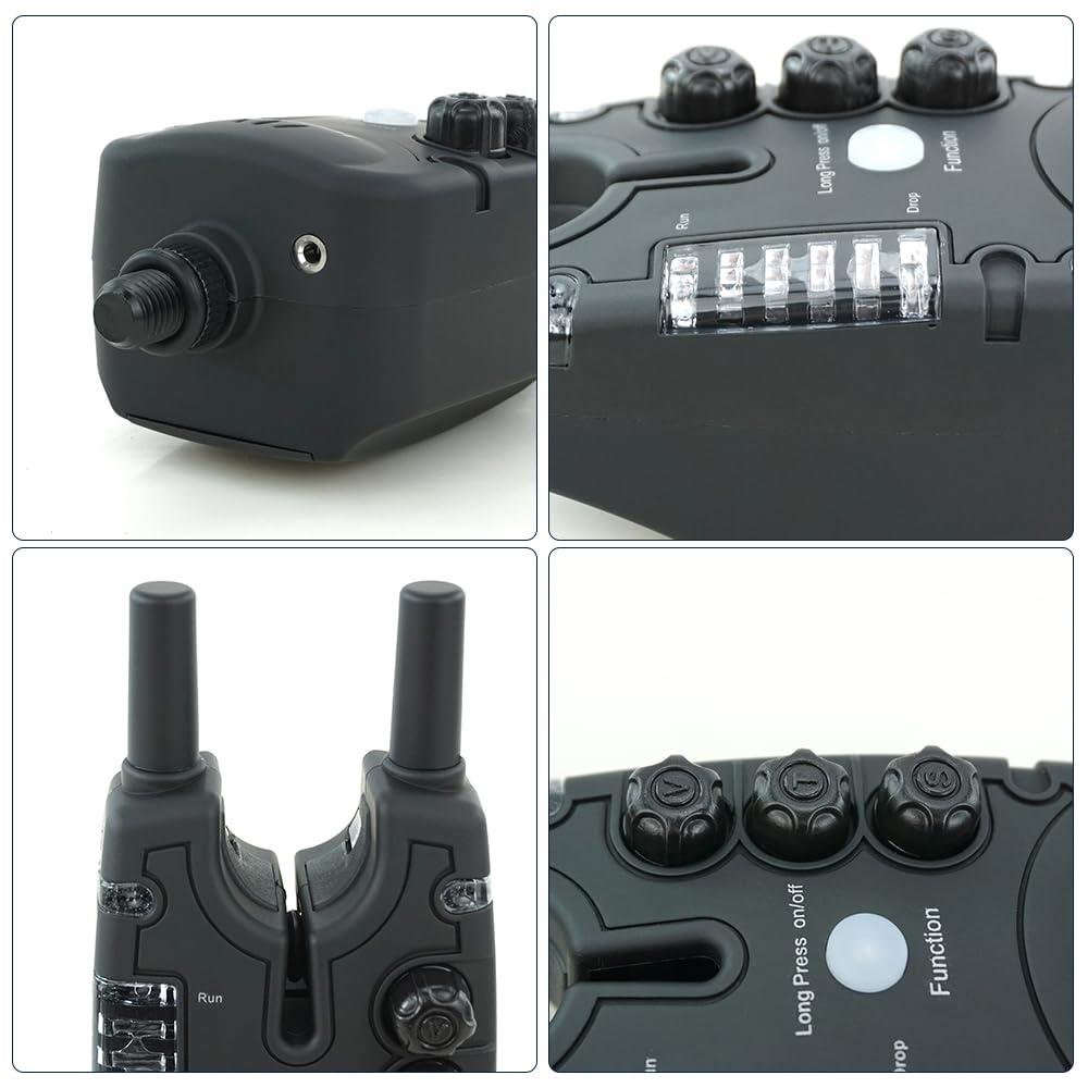 Hirisi Tackle Alarme de touche étanche pour pêche à la carpe avec 9 LED et réglage de la tonalité du volume et de la sensibilité, accessoires de pêche