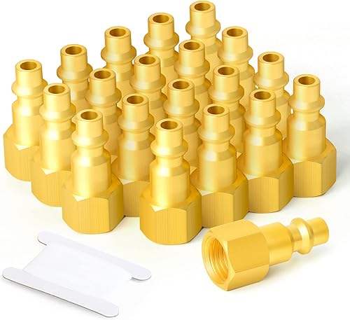 GASHER Enchufe de aire industrial de latón hembra NPT de 14 pulgadas, enchufes neumáticos 300PSI (paquete de 20)