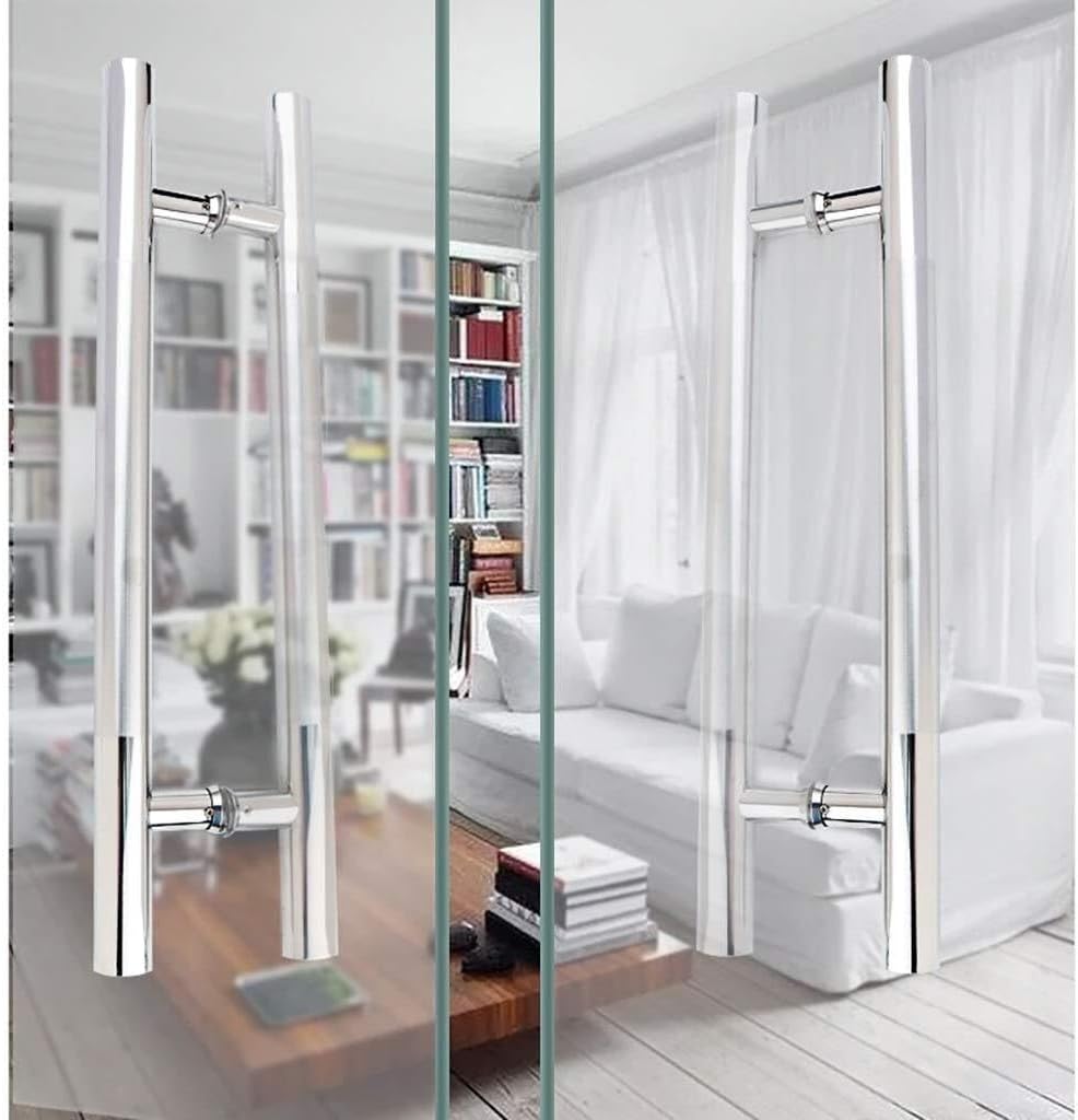 Door Handle Stainless Steel Round Tube Glass Door Push-Pull Door Handle Sliding Barn Door Handle Indoor and Outdoor Door Handle-Easy to Install (Size : 600x400mm)