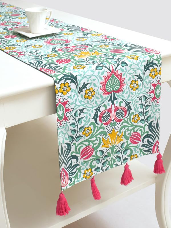 Image of Blanc 9 Isla Home & Kitchen Pure Cotton Printed 4 /6 Seater Table Runners|(33x182) cm