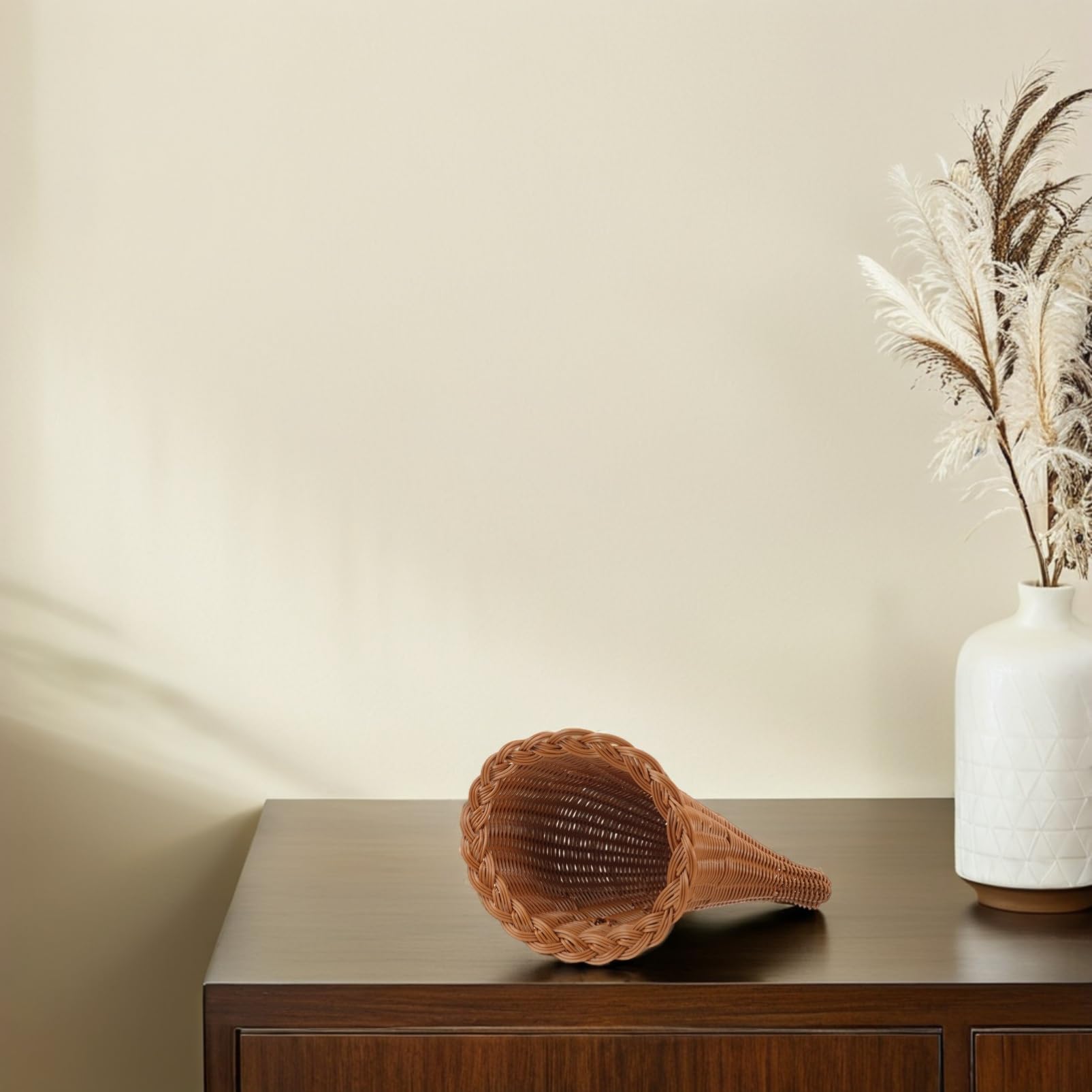 Cesta de Almacenamiento Tejida Forma de Cesta Multifuncional para Pan y Postres Decoración Natural y Rústica