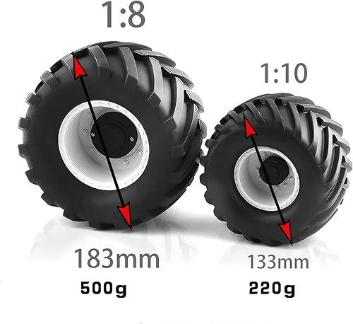 Miniatura 6 de Neumáticos de camión Monster 18 RC y ruedas hexagonales de 0.669 in, llantas de goma para buggy para camiones todoterreno a escala 18, Kaiju Tmaxx