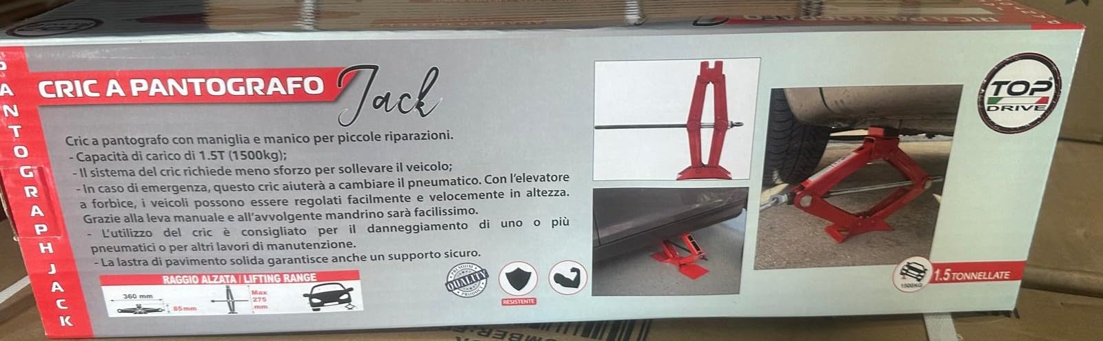 F.LLI IANNACCONE SRL CRIC Crick PANTOGRAFO Auto Camion Caravan,Sollevamento 1,5 T. (CRIC PANTOGRAFO)
