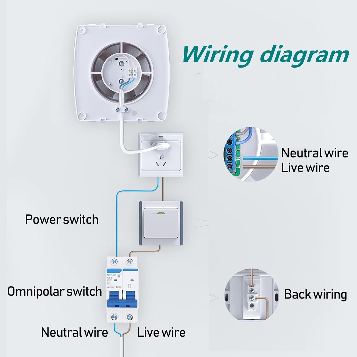 Exhaust Fan 4" Home Ventilation Fan Window and Wall Mount Vent Fan for Kitchen Bathroom Workshop Garage (110v/12W/White)
