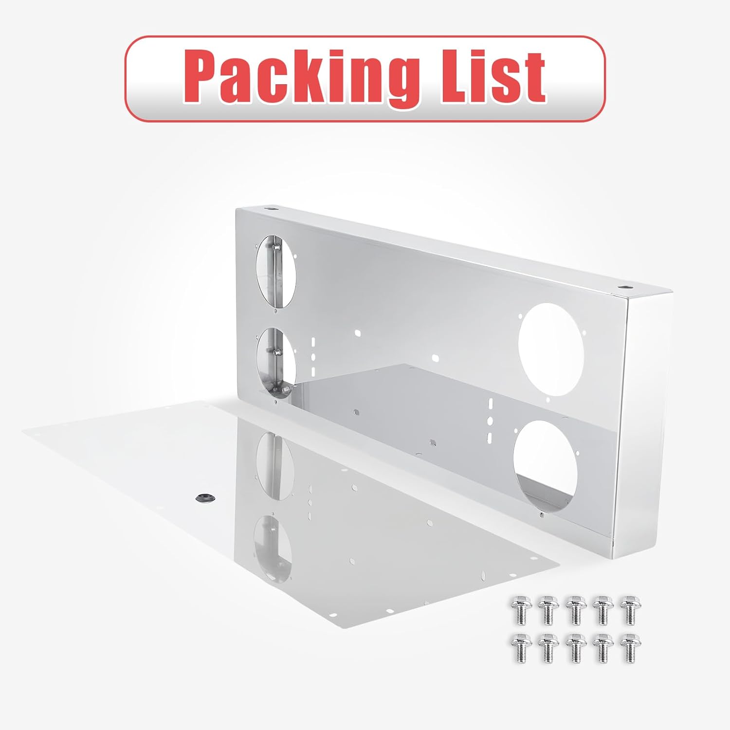 Tail Light Panel Stainless Steel with Four 4.49" Light Round Cutouts Rear Light Panel with a Backing Panel for Semi Truck