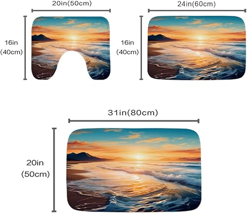 Miniatura 10 de Juego de 3 alfombras y tapetes de baño de espuma viscoelástica, diseño de corazón de San Valentín, tapete de baño, contorno en forma de U,