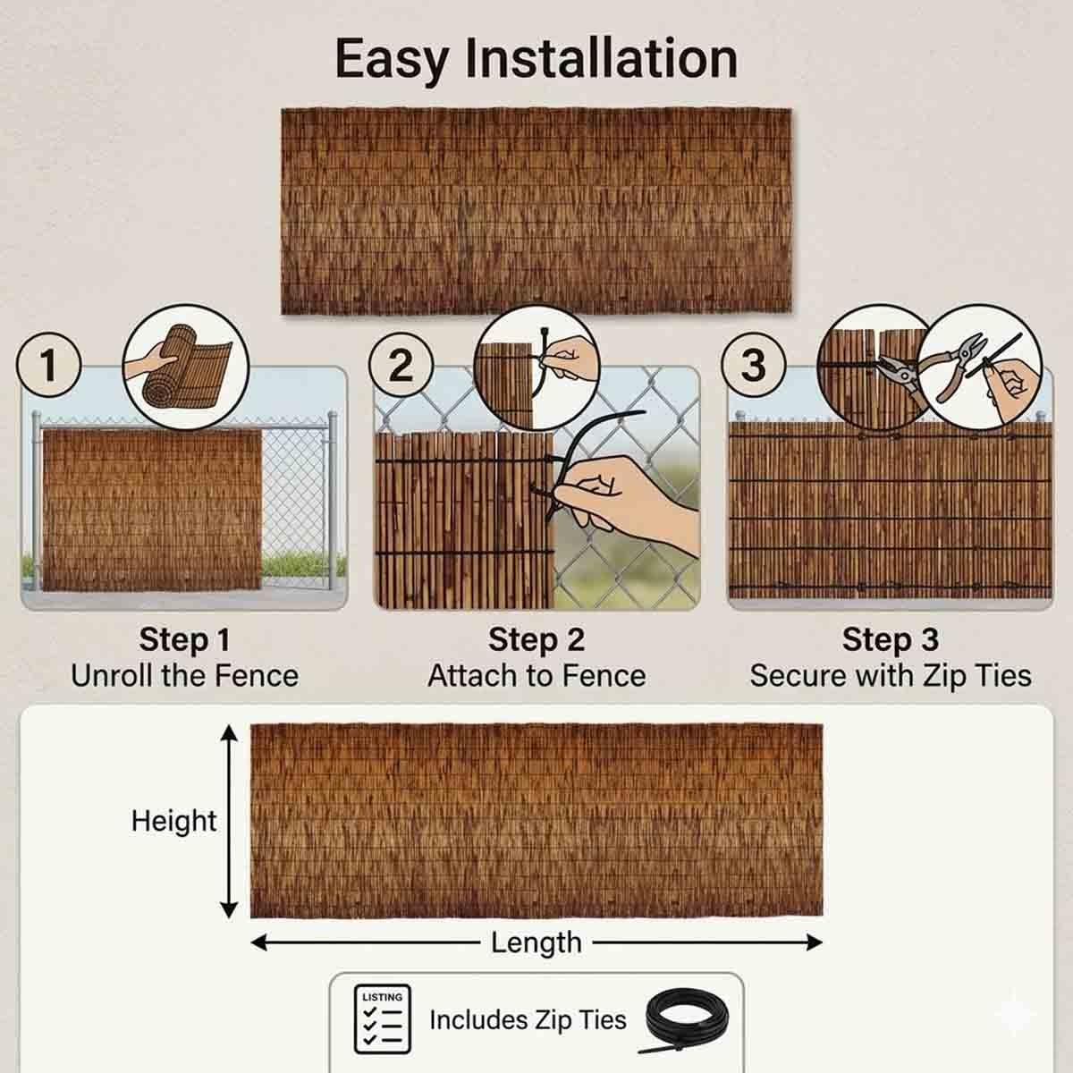 Brise Vue Jardin Naturel En Roseau Canisse Bambou Pour Clôture Extérieur Et Balcon Occultant Haute Densité Protection Intimité Terrasse Facile À Installer(Brun,H70xL750cm)