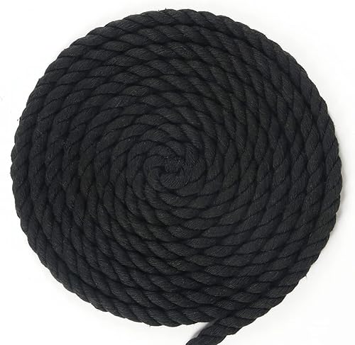 Miniatura 11 de Tenn Well Cordón de macramé de 0.315 pulgadas, 59 pies, cuerda de algodón torcida de 3 capas gruesa para manualidades, colgar en la pared, ganchos