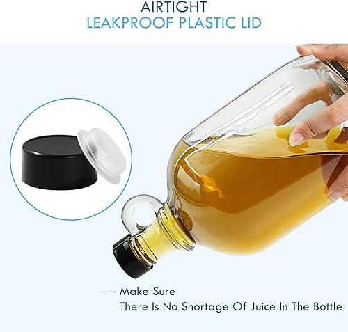 Miniatura 11 de Jarra de vidrio de 1 galón (128 onzas), botellas de agua de vidrio con asa, jarras Growler incluye tapa de Polyseal de 1.496 in para Kombucha