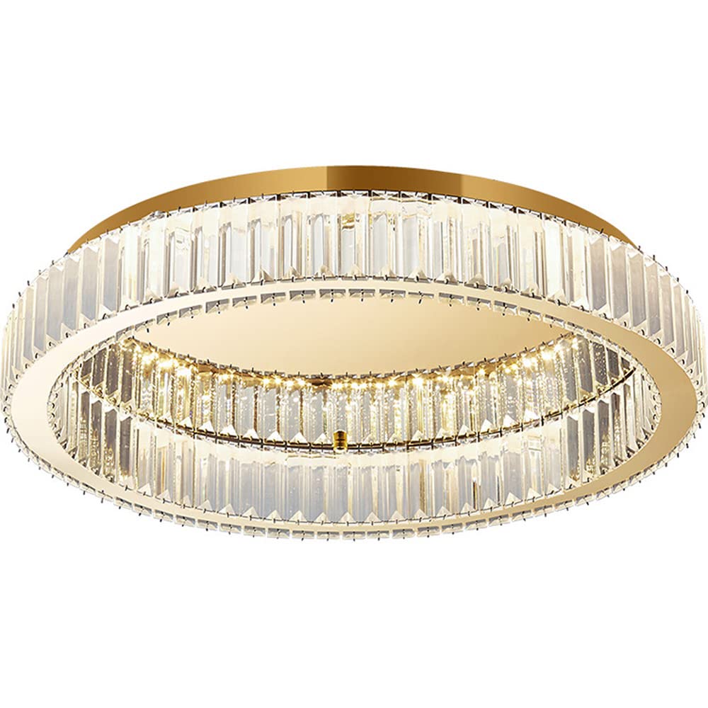 HXYSXHJUO Nordic Luxury Crystal Lamps Stepless Dimming Ceiling Lighting Fixtures,Stainless Steel Chandeliers For Bedrooms,Round Lamp 40/50/60W