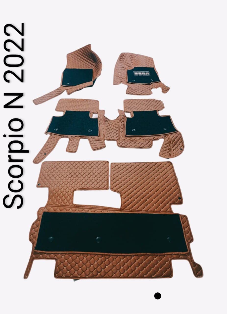 Mahindra Scorpio N 2022 7 Seater 7D Prime Faux Leather Floor Mats with