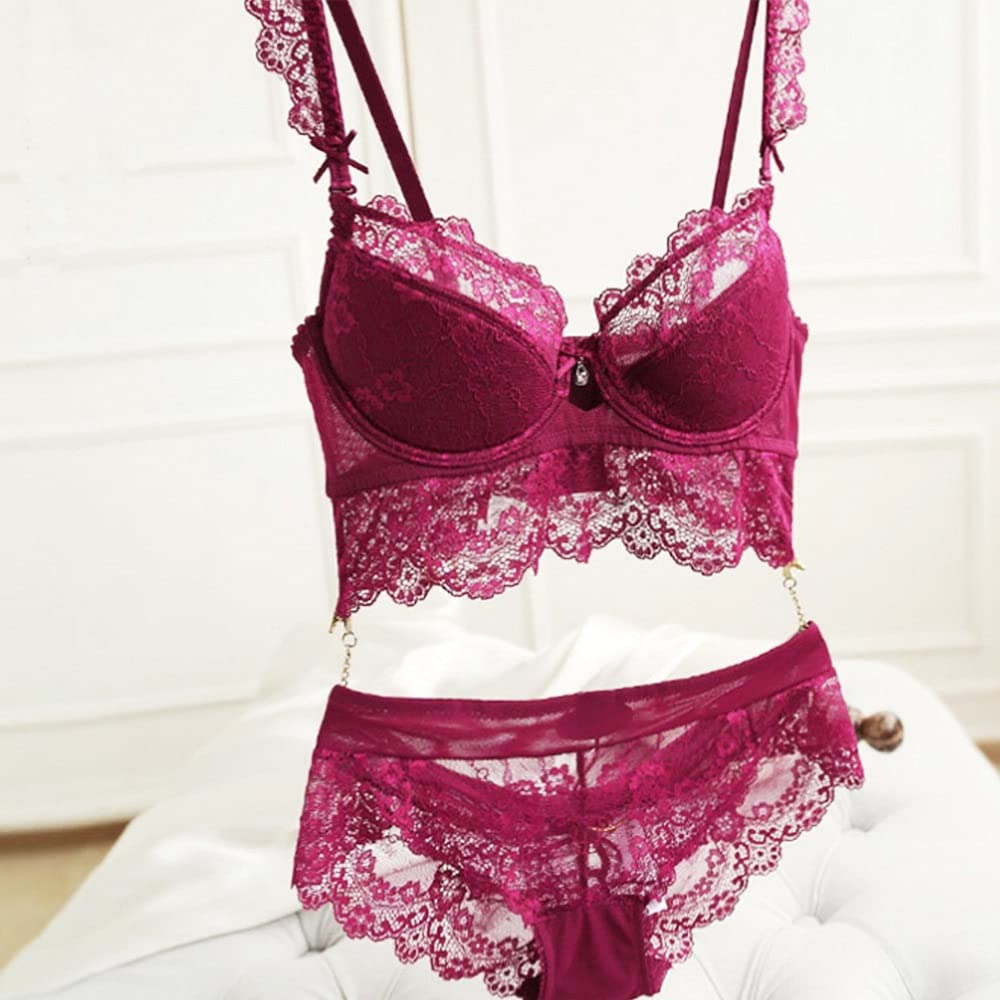 Sexy Dessous-Set für Damen, ultradünn, sexy, transparenter Spitzen-BH, dünne Unterwäsche, bequem, atmungsaktiv, Push-Up-BH-Set, Bralette, Nachtwäsche