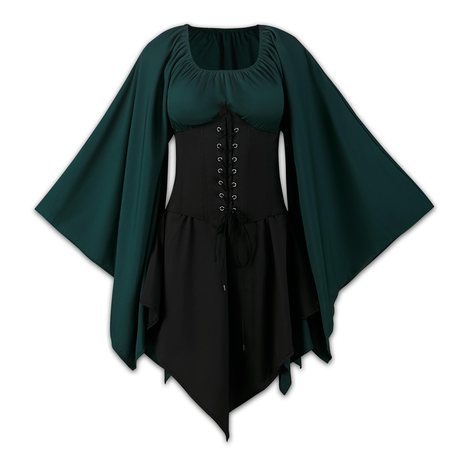 Abito a Maniche Lunghe con Maniche a Tromba, Abito Medievale Rinascimentale, Stile Irlandese da Donna, Abito retrò Gotico Vittoriano