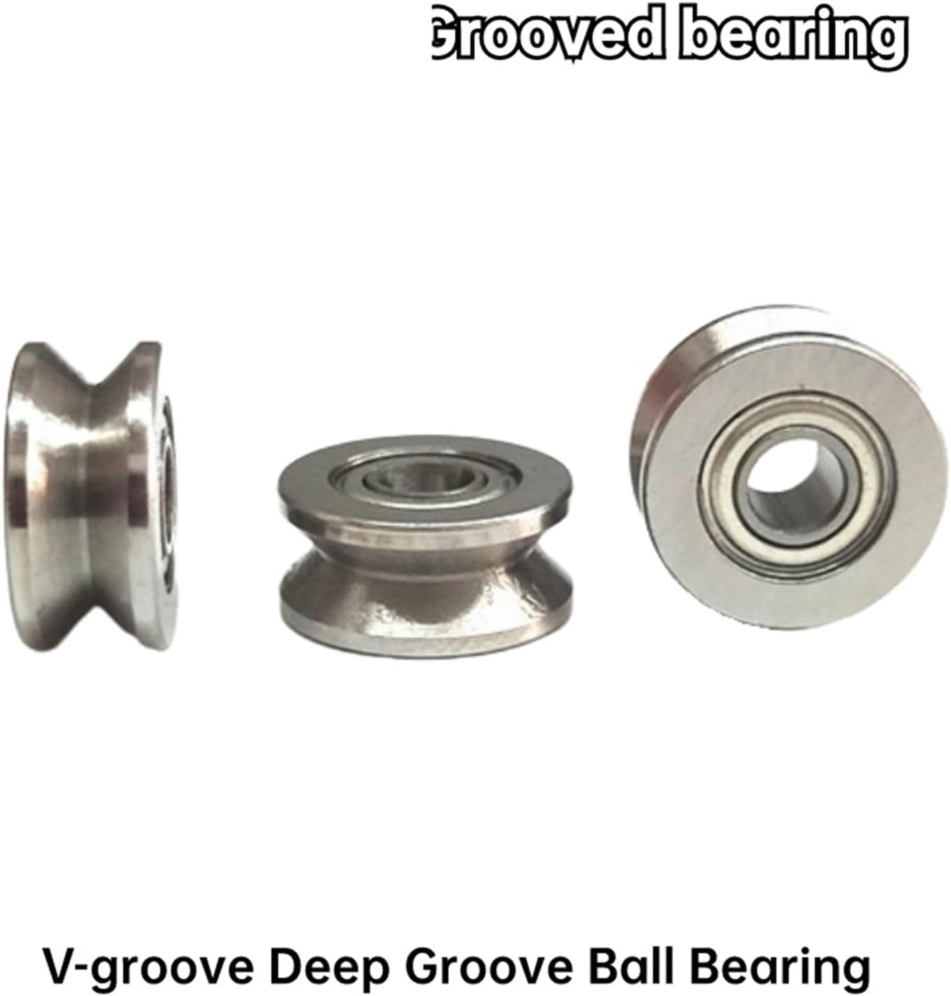 4pcs V-Grooved Bearing 623 624 625 Outer Ring Grooved Bearing 626 627 628 629U V-Type Straightened Pulley(V628-2-1)