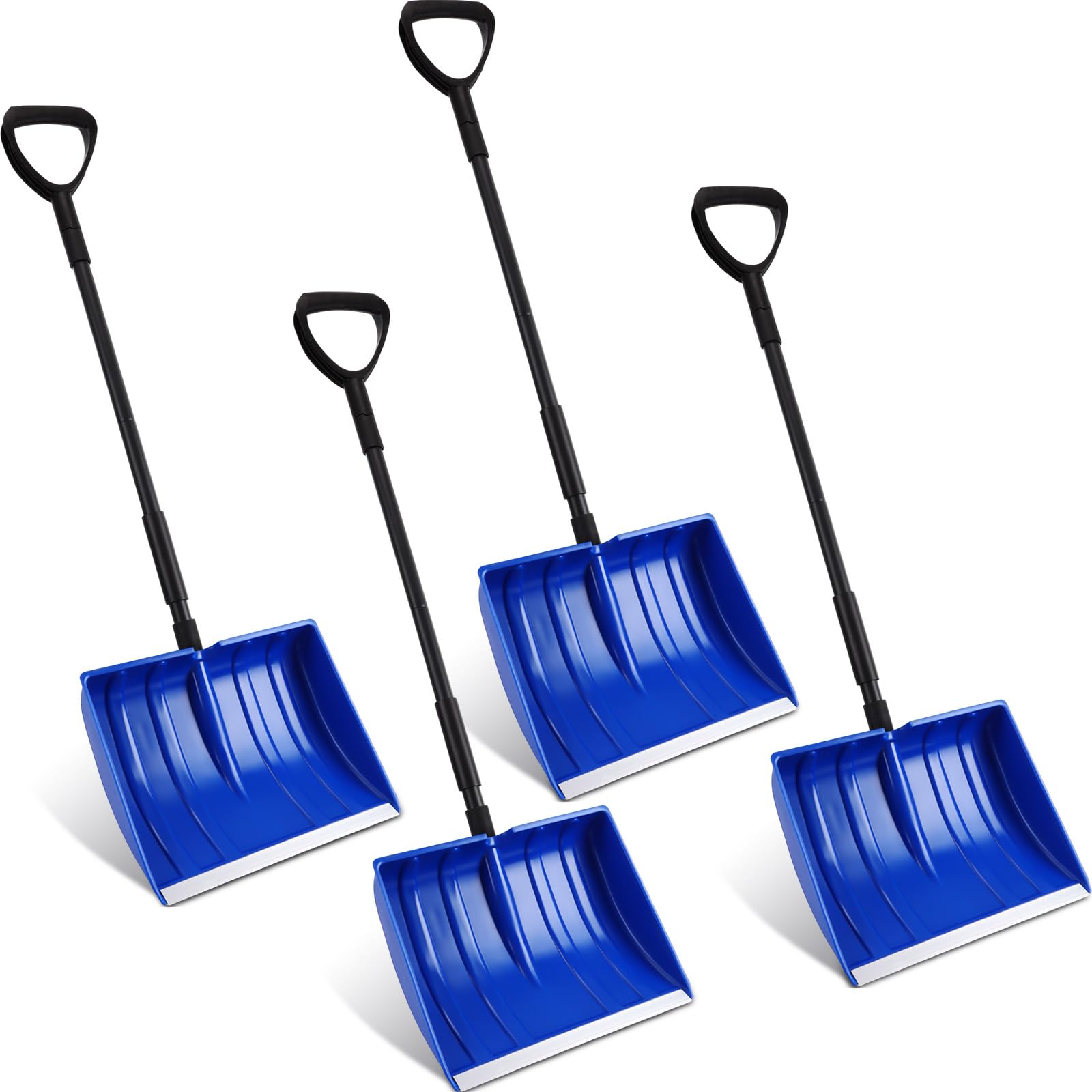 Lasnten 4 pala da neve per vialetto, lunga 122 cm, portatile, grande capacità, con impugnatura a D, in metallo resistente, pieghevole, strumenti invernali per auto, vialetto, casa, garage