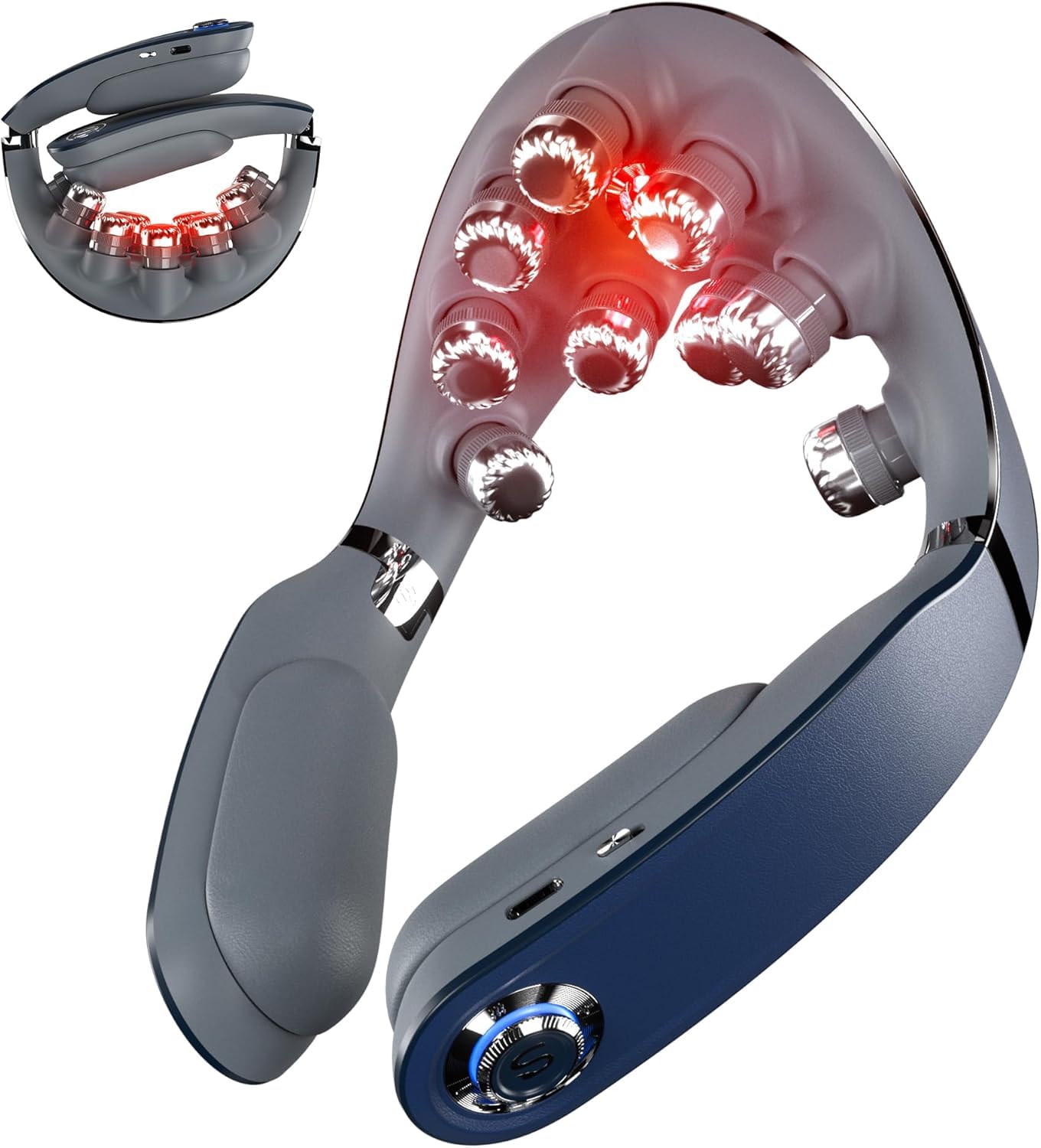 SKG G7PRO-FOLD Appareil de massage de la nuque pliable avec chaleur, sans fil, masseur vibrant pour tissus profonds, soulagement de la douleur, appareil électrique portab